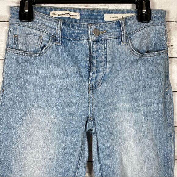 Pilcro and the Letterpress Anthro Hyphen Cropped Patch Distressed Jeans SZ 26 - Picture 5 of 9